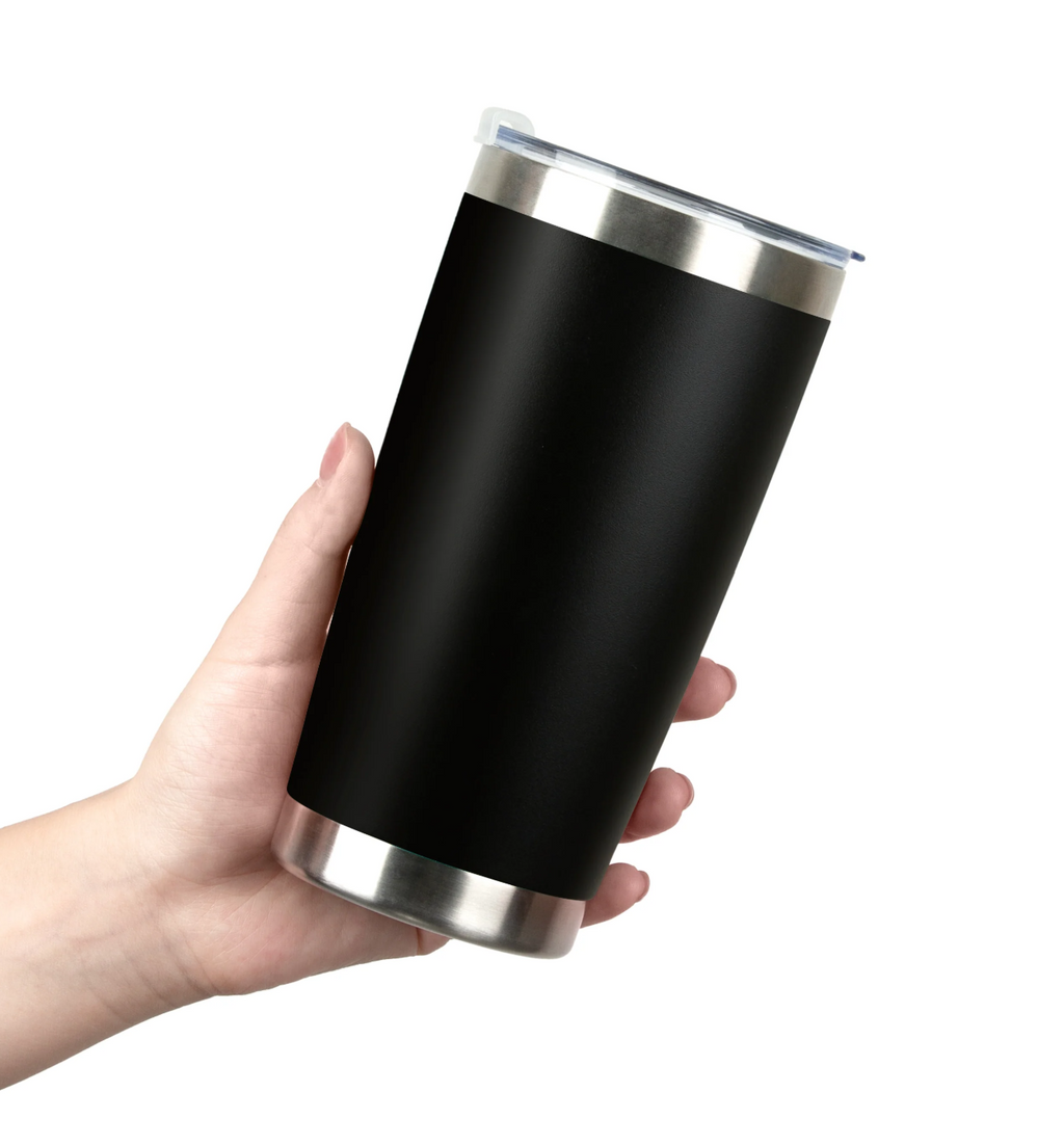 Stainless Steel Coffee Tumbler 20oz (Black Exterior) - Custom Engraved