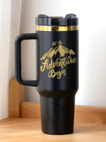 Stainless Steel Tumbler 40oz (Black Exterior/Gold Engraving) - Custom Engraved