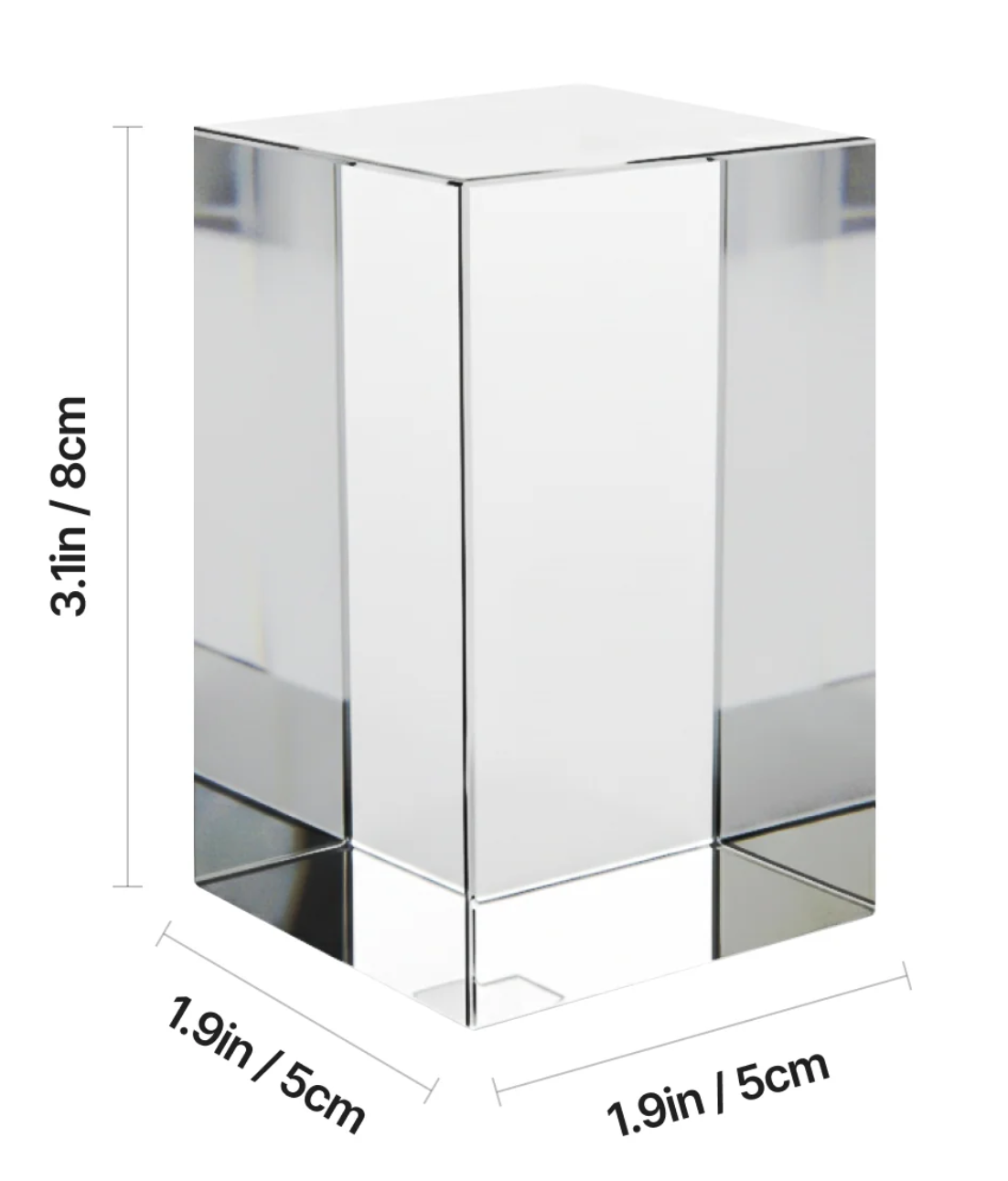 Crystal Engraving - Rectangular (1.9" W x 1.9" D x 3.1" H)