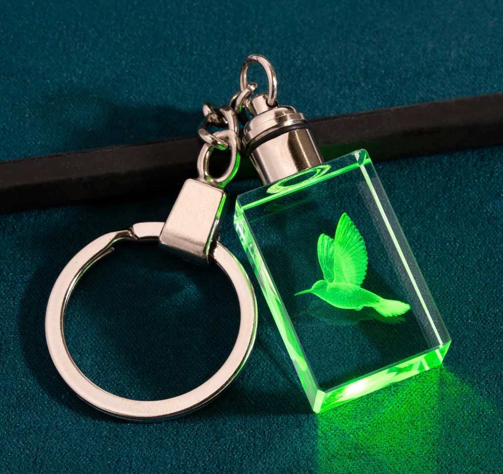 Crystal Keychain w/ LED light (0.78 in. x 0.59 in. x 1.18 in.) - Custom Engraved