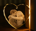 Crystal Faceted Heart-Shaped Ornament - Custom Engraved