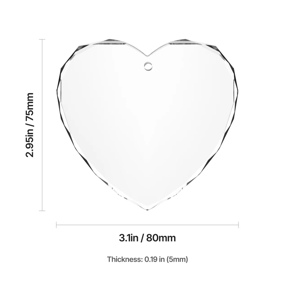 Crystal Faceted Heart-Shaped Ornament - Custom Engraved